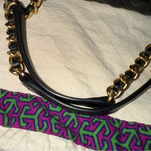 Tory Burch Black Quilted Shoulder Bag & Tory Burch Fleming Slim Wallet - Picture 7 of 16